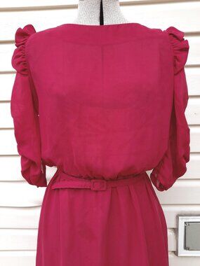 Vintage 80s Pink Chiffon Dress Size 9/10 by Orite 70s 80s NO BELT